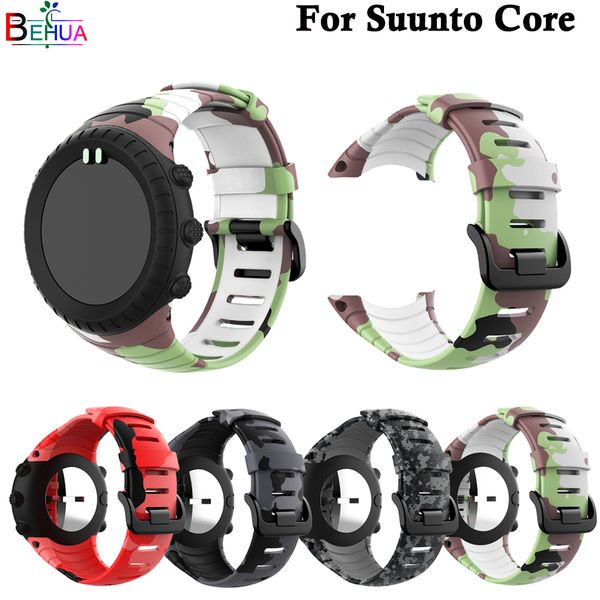 

brand new sport strap for suunto core smart watch replace silicone wristband fashion watch band luxury accessories, Black;brown