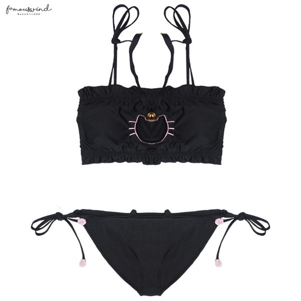 

cosplay lovely cute lolita cat collar pierced bra brief set kawaii women underwear lingerie bell cartoon choker panties, Red;black