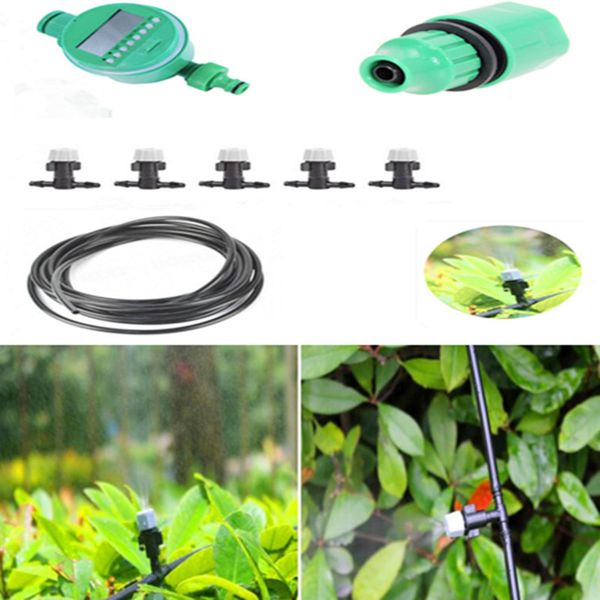 

misting sprinkler set with water timer garden watering drip irrigation system plant automatic dripper gardening watering bj01