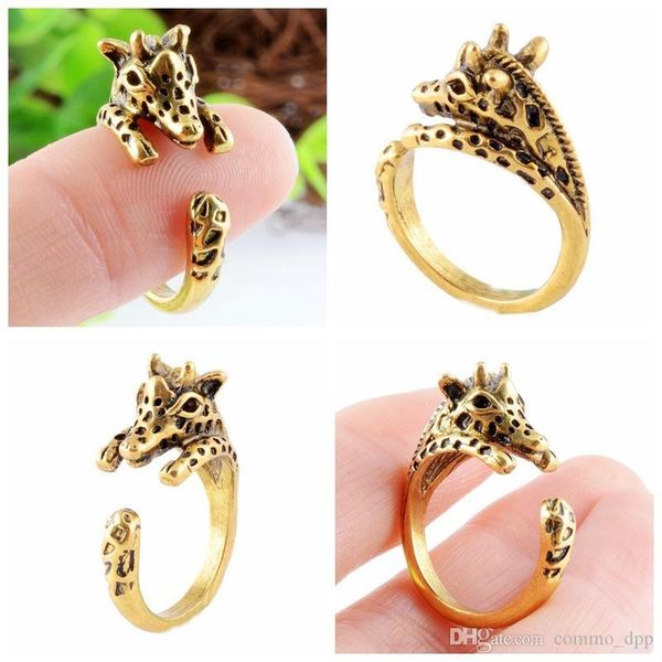 

прекрасные животные регулируемых колец 3 цвета жираф пар lover punk открытые кольца для ювелирных изделий womenmen способа дешевых оптом из, Golden;silver