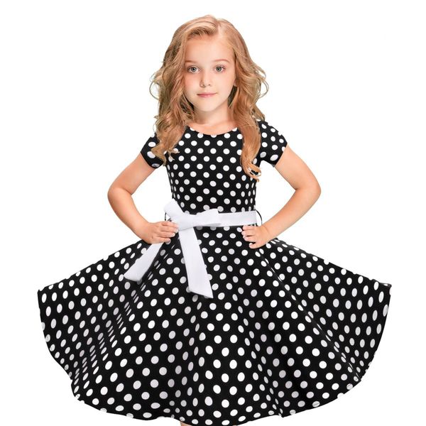 

summer kids girls vintage dress polka dot princess swing rockabilly party dresses evening party dresses children's dress, Red;yellow
