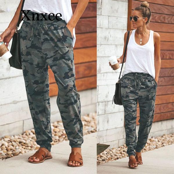 

women's pants & capris casual camouflage long pant women pocket bandage full length trousers female sporty workout loose running with p, Black;white