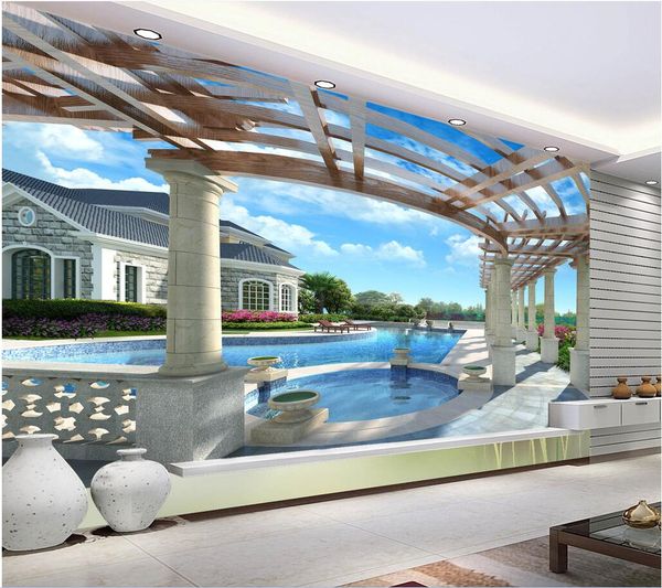 

wdbh 3d wallpaper custom p mural upscale luxury villa swimming pool home decor living room 3d wall murals wallpaper for walls 3 d