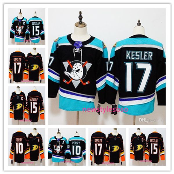 

2019 anaheim ducks # 10 кори перри # 15 райан гетцлаф # 17 райан кеслер бланк new brand хоккейные майки мужские сшитые черные хоккейные майк, Black;red