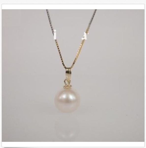 

10-11mm white south sea pearl 14k gold pendant necklace 18, Silver