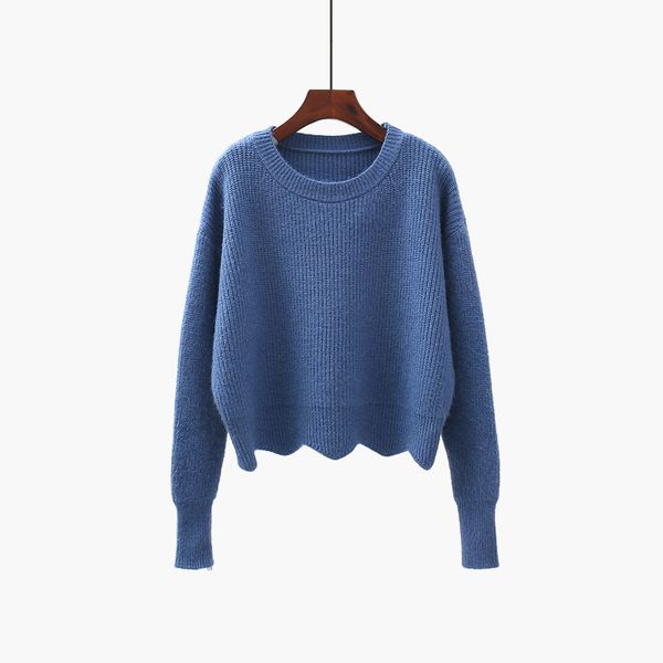 

wavy side high waist short net red sweater women's pullover autumn new loose student all-match sweater women, White;black