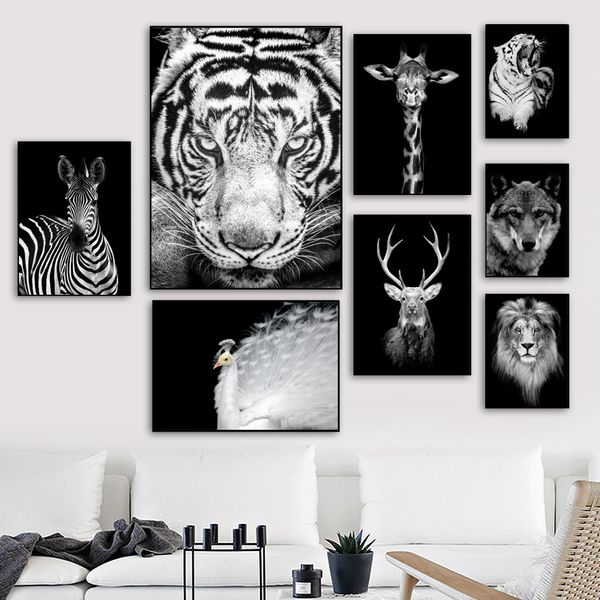 

tiger lion deer wall art canvas painting nordic poster and print animal wall pictures for living room scandinavian home decor