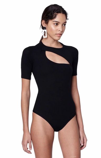 

для женщин лето сплошной цвет onesies crew neck коротким рукавом sexy стиль женщины одежда hollow повседневная одежда, Black;white