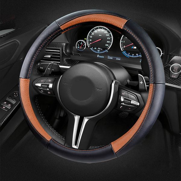 

car steering wheel covers 37-38cm universal leather steering-wheel cover automobiles anti-slip four seasons auto accessories