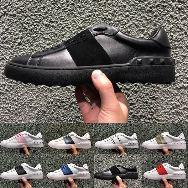 

2019 High Quality Genuine Leather Casual Shoes Fashion Black White Mens Womens Designer Sneakers Ladies Flat Trainers Outdoor Luxury Shoes