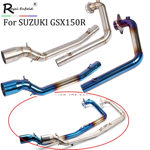 

for gsx150r gsxr150 motorcycle exhaust modified muffler pipe round 51mm front middle link pipe with stainless steel slip on