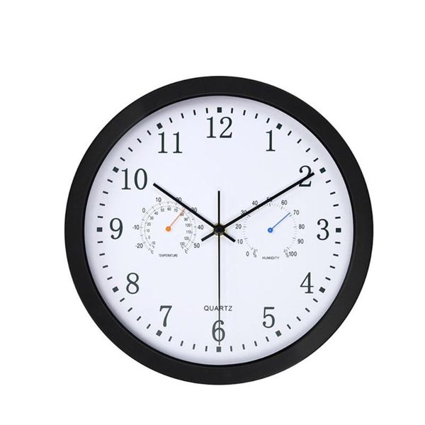 

home wall clock indoor 3 in 1 silent quartz nordic style art decor hygrometer analog accurate round no ticking