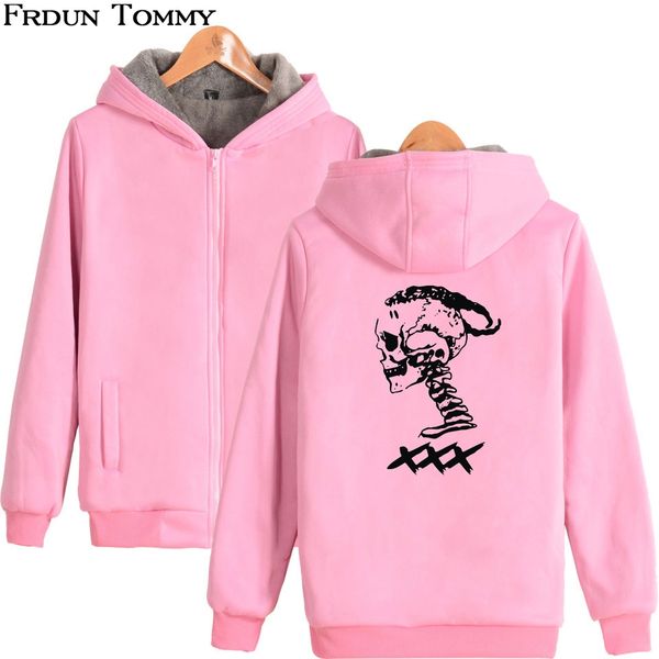 

frdun xxxtentacion thick cotton pad famous rappers parkas 2018 hip hop zipper hoodies cool pullover winter parkas, Black