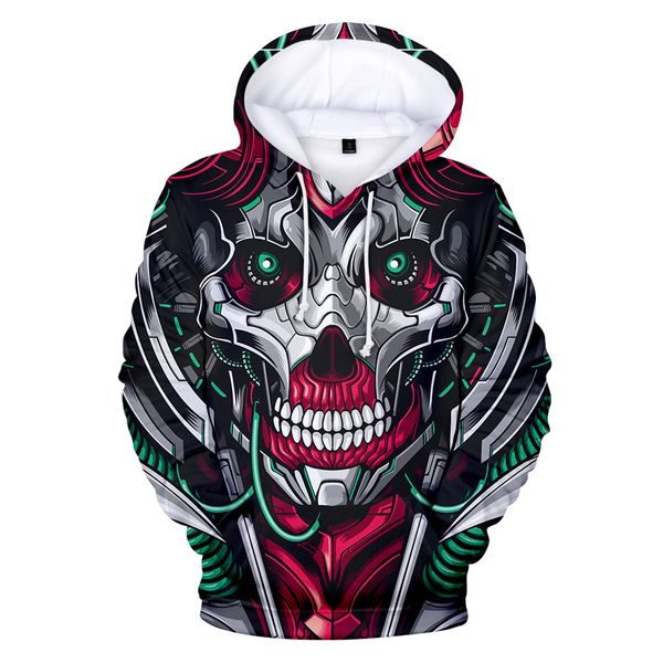 

new fashion men's hoodie skull hoodies sweatshirt 3d hoody clothes matching hoode punk style, Black