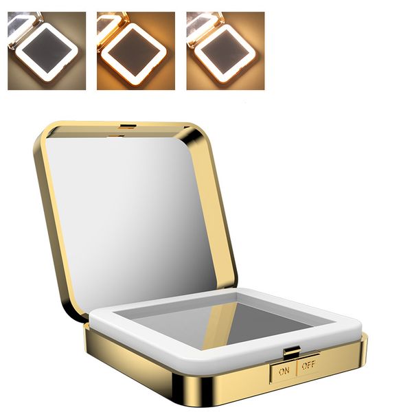

usb led lights 10x magnifying square makeup mirrors foldable double sided cosmetic mirror women makeup beauty tools