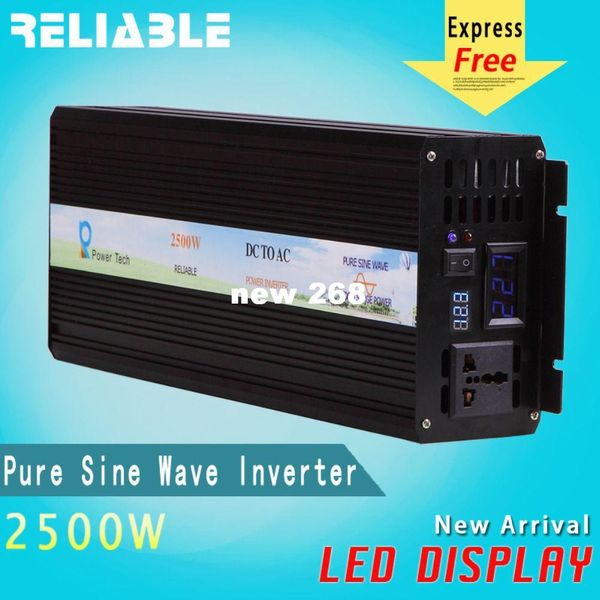 Freeshipping Doppio display a LED 2500w (12V 24V 48V) per condizionatore d'aria, pompa inverter off-grid per frigorifero (2,5kw), inverter da CC a CA