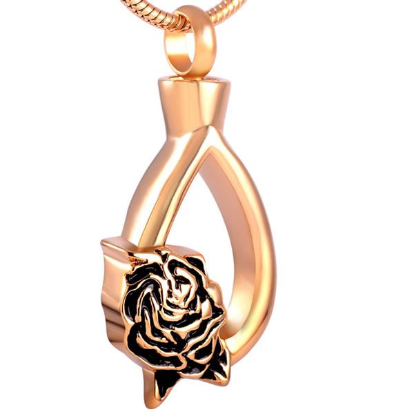 

ijd8530 stainless steel water drop gold pendants urn necklace for ashes cremation memorial keepsake with chain jewelry, Silver