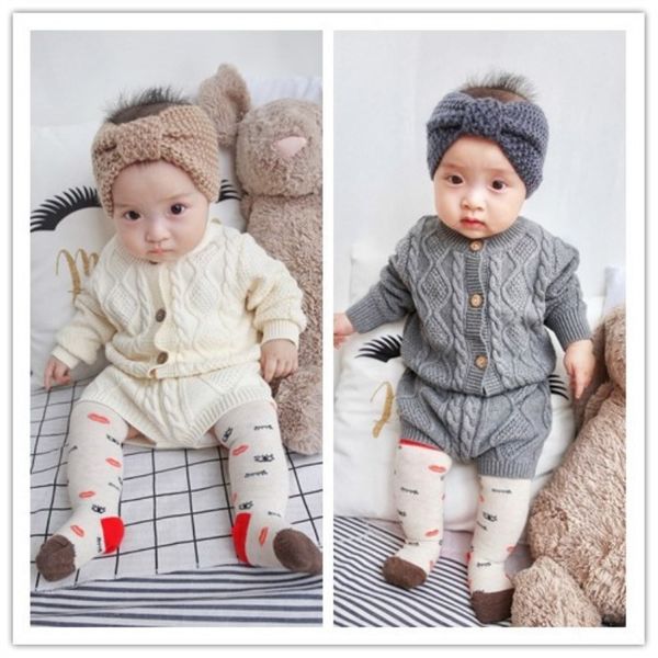 

girls clothing sets pure cotton knit suit long sleeved jacket shorts two pieces girls clothes girls clothing sets y200325, White