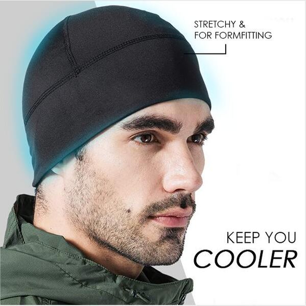 

helmet inner cooling cap helmet liner skull quick dry cooling wicking sports cycling cap beanie for women men cycling bandana, Black