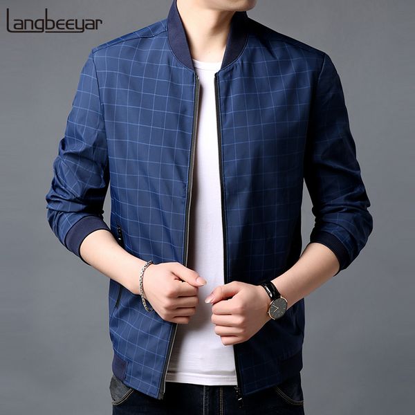 

2019 new fashion wind breaker jackets men plaid autumn winter high street trend overcoat slim fit casual coat mens clothes, Black;brown