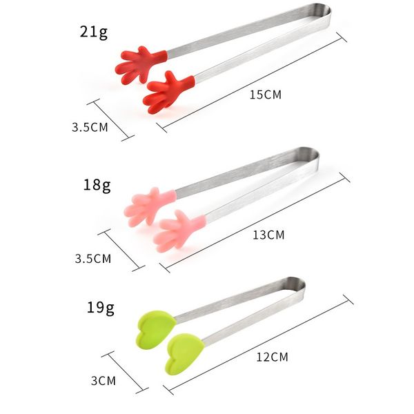 Acier Inoxydable Silicone Top Mini Pinces De Cuisine Aliments Cuisson Non-Stick 7/"