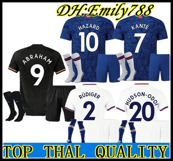 

взрослые комплекты pulisic кант abraham lampard odoi willan опасность футбол джерси 2019 2020 mount camiseta футбольных комплектов рубашка 1, Black;yellow