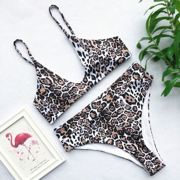 

2019 new arrival summer women leopard low waist underwear swimwear bandage bikini set push-up bathing swimsuit