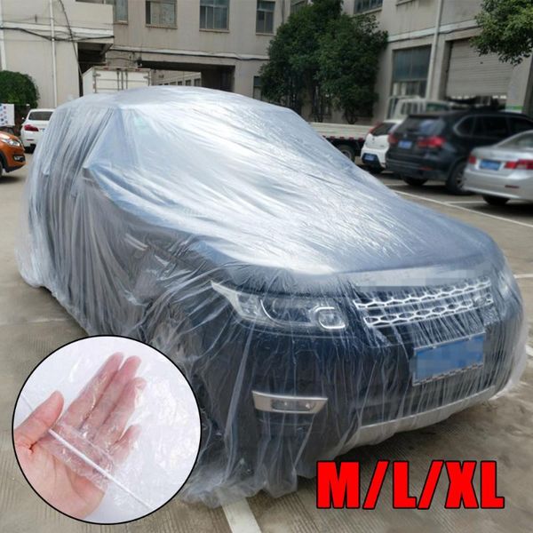 

universal transparent pe car cover outdoor dust-proof waterproof disposable one time portable m/l/xl full protection cover