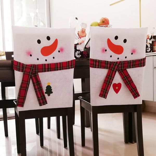 

2018christmas snowman lover chair cover xmas dinner table party chair back covers christmas decorations l household supplies