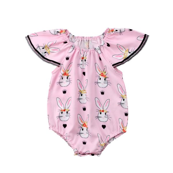 

2018 NEW CANIS Baby Girls Clothes Bodysuit jumpsuit Pink Bunny Sunsuit 0-18M fashion simmer pink print lovely cute CH