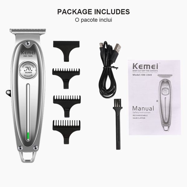 

kemei 1949 кусачек профессиональных волос, которые разрежут ближайшую триммер 0mm напролом t лезвия finish стрижки машину bwkf ​​ildcf