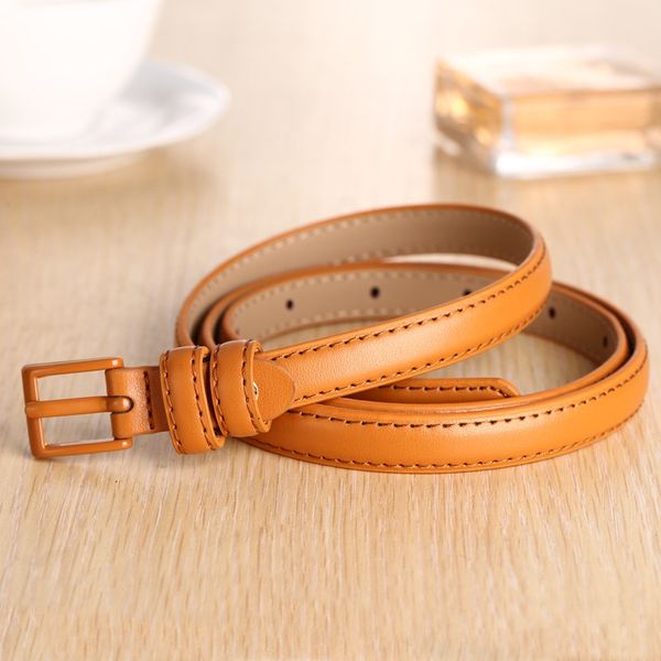 

women's leather simple versatile buckle trousers belt women's fine pin pin decoration universal student trousers belt, Black;brown