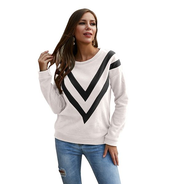 

2019 winter women's european and american cross-border supply of new autumn round neck sweater v-splicing, Black