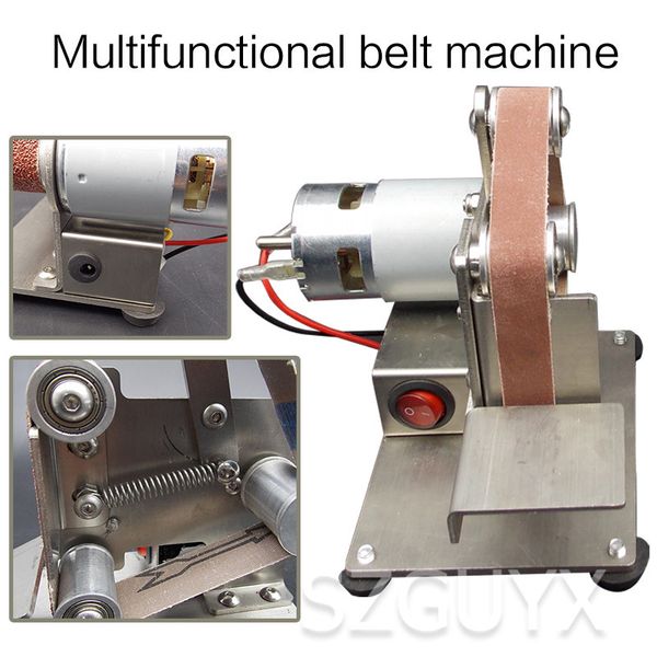 

12/24v small household bench belt machine electric dc multi-function sharpening woodworking diy tools deskmicro belt machine