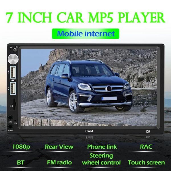 

vodool swm x5 double 2 din car stereo 7 inch bluetooth aux rca fm radio head unit support /android with 2 usb cam