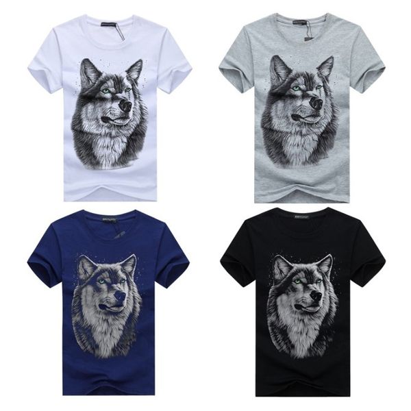 

summer mens tshirts fashion 2020 new shorts sleeve t-shirts mens plus size casual crew neck 3d print wolf head tees mens clothing, White;black
