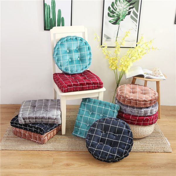 

simanfei seat cushion floor pillow concise plaid square pouf round cushion tatami futon cotton linen soft chair mat