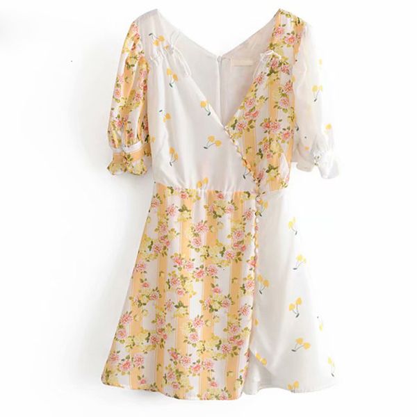 

summer dresses designer dress sweet women floral print patchwork summer dress female v neck short sleeve a line mini dress ljpz8830, Black;gray