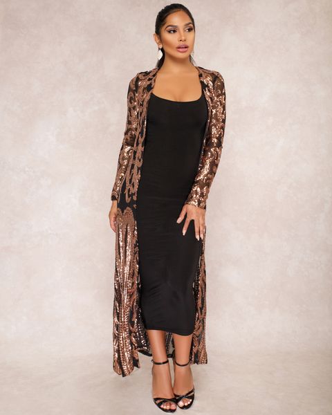 

fashion sequins women designer cardigan paisley long sleeve cardigan see-through blouse swimwear bathing suit, Black