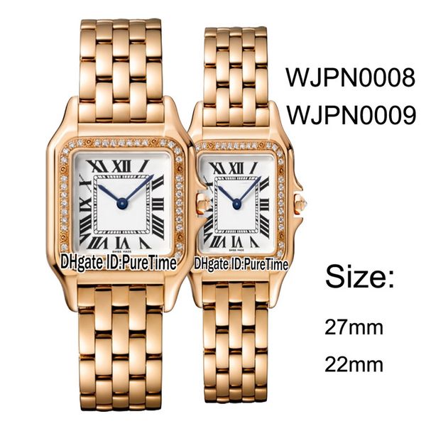 

new wjpn0008 wjpn0009 rose gold diamond bezel 27mm/22mm white dial swiss quartz womens watch ladies stainless steel watches puretime b25f6, Slivery;brown