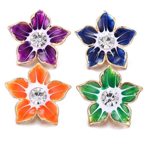 

10pcs new flower snap button jewelry 18mm metal snap buttons fit snap button bracelet bangle necklace charms jewelry, Bronze;silver