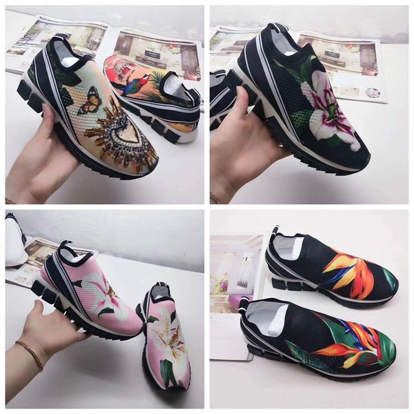 

designer sorrento sneaker mens casual shoes women platform sneaker low stretch mesh sorrento sneaker luxury slip-on shoes in printed, Black