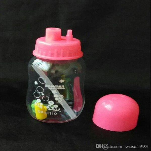 Frete grátis atacadistas forma de garrafa de narguilé acrílico, entrega aleatória de cores, - cachimbo de água de vidro gongos de vidro - vidro de plataformas de petróleo