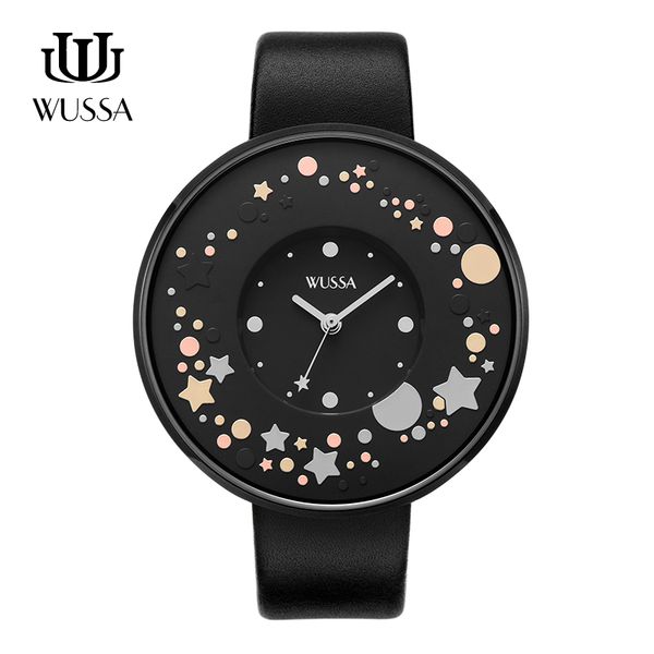 

wussa star big dial series give girlfriend gift quartz watch, Slivery;brown