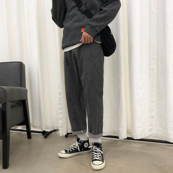

men's jeans spring autumn 2021 fashion denim men korean trend wild hong kong style loose straight student handsome brand long pants, Blue