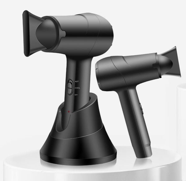 

new cordless portable electric hair dryer black 300w rechargeable blow dryer 5000mah with and cold wind for home travel