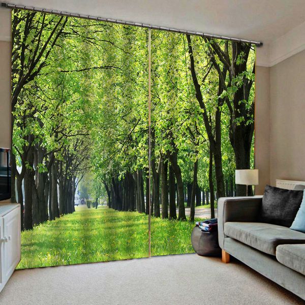 

green forest curtains 3d window curtain foggy forest luxury blackout living room office bedroom customized size 3d curtains