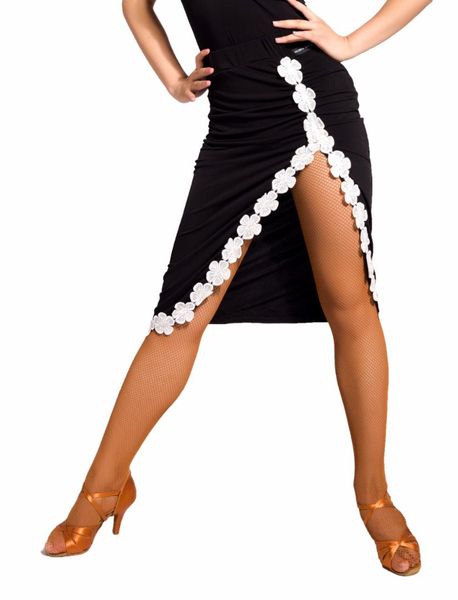 

g2028 латинские бальные танцы профессиональный ручной цветок дизайн шить юбки, Black;red