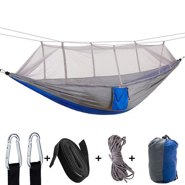 

1-2 person outdoor mosquito net parachute hammock camping hanging sleeping bed swing portable double chair hamac army green