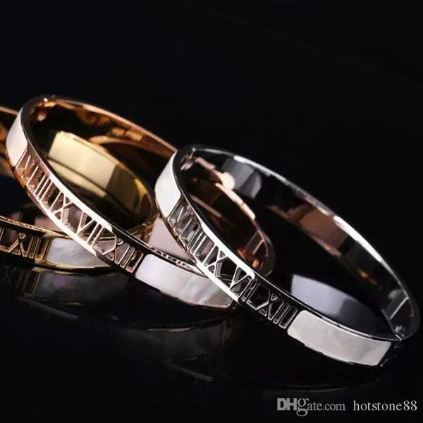 

design pulseiras love bracelet femaletitanium steel white shell bangle 18k gold bracelets bangles women wedding engagement jewelry, Black
